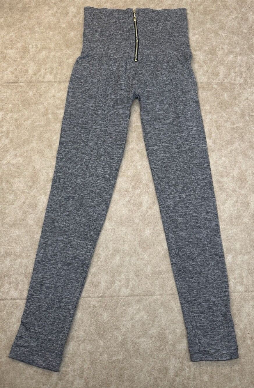 Connection 18 Grey Seamless Zip Up Leggings, Cotton/Nylon/Spandex SIZE L/XL